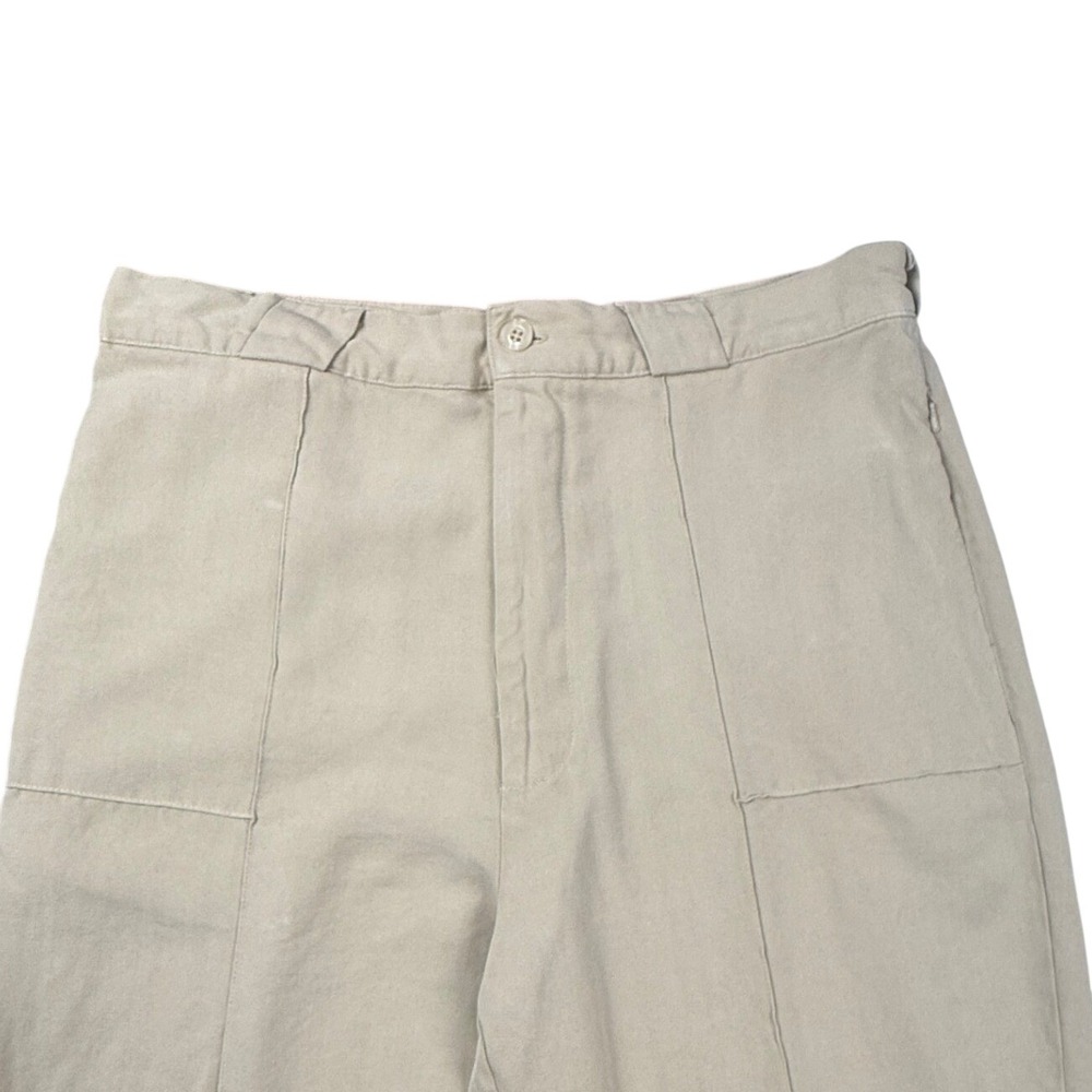 Ross Graison Silk Trousers Beige High Rise Wide Leg Pants Patch Pockets 32x27